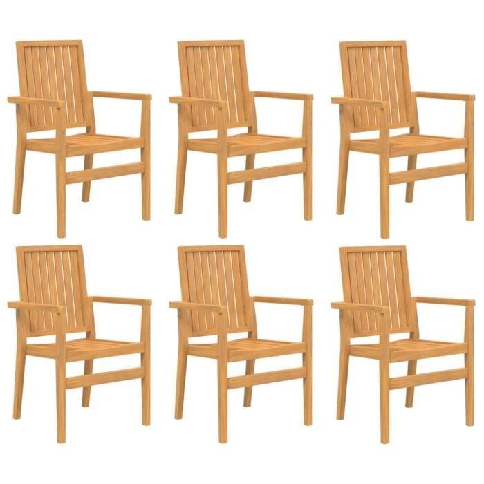 VidaXL Chaises de jardin empilables lot de 6 56,5x57,5x91 cm bois teck 3157902