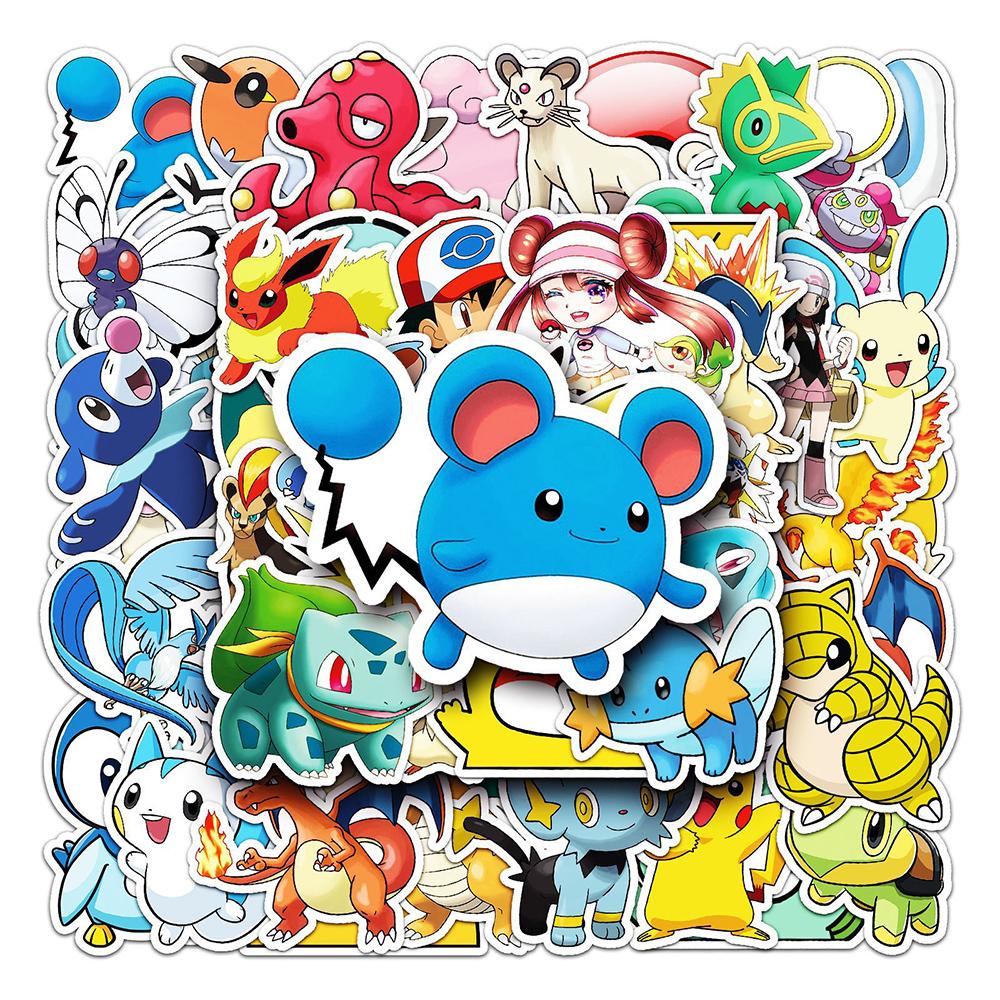 10/30/50pcs Kawaii Pikachu Stickers Japanese Anime Waterproof Decal DIY Skateboard Helmet Suitcase Classic Manga Sticker