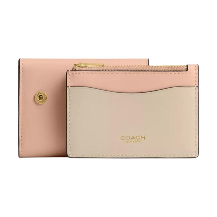 Coach Essential 10 Flap Snap Design Leather Wallet Women Wallet Light-Brown CBF60-B4U3