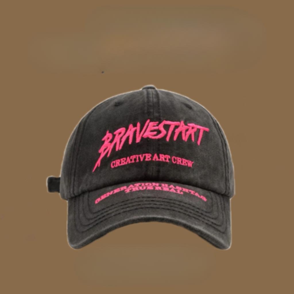 Korean Couple Spring and Summer Street Fashion Brand Letter Embroidery Wash Soft Top Baseball Hat Woman Showing Face Little Duckling Hat Man