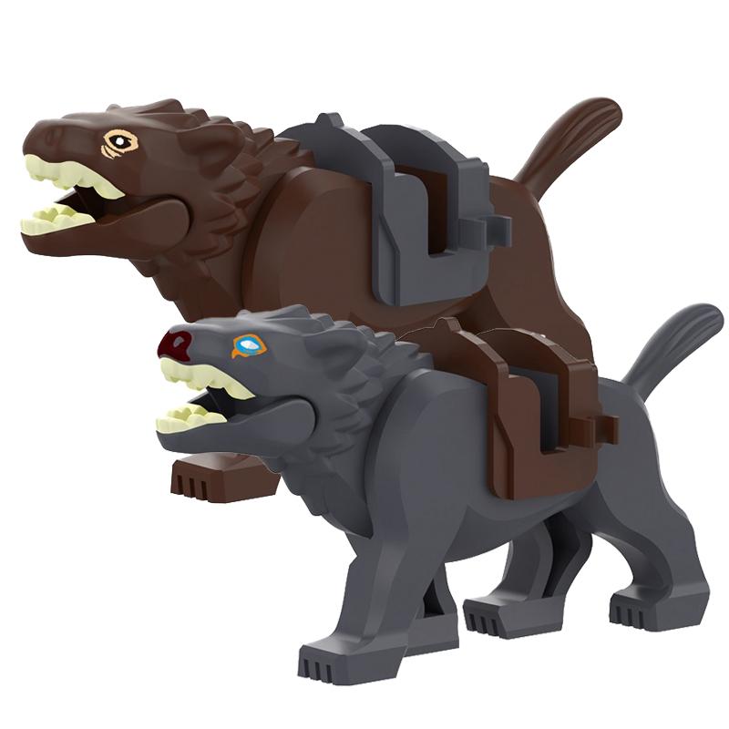 MOC Serie Granja Bosque Escena Crianza Animal Bloques de Construcción Lobo de la Jungla Montura Caballo Oso Marrón Blanco Panda Ladrillos DIY Juguetes para Niños