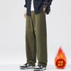 American retro pure cotton loose casual wide-leg pants men's drape straight solid color spring and autumn new mid-waist long pants