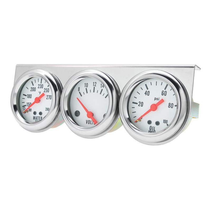 LED Triple Gauge Kit 2" 52mm Water Temperature Gauge+Voltage+Oil Pressure Meter with Sensor for Petrol Racing Car 12V