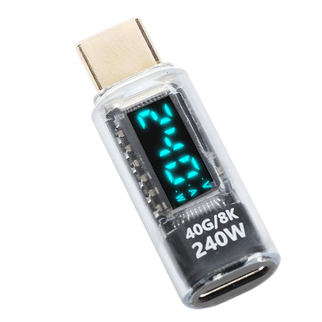 USB C Adapter Power Meter Tester PD 240W 8k 60Hz 40Gbps Transfer USB C Male to Female Extension