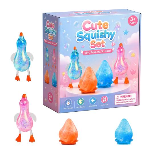 1 Set Stress Relief Squeeze Toy Duck Rabbit Animal Love Heart Pinch Sensory Toy