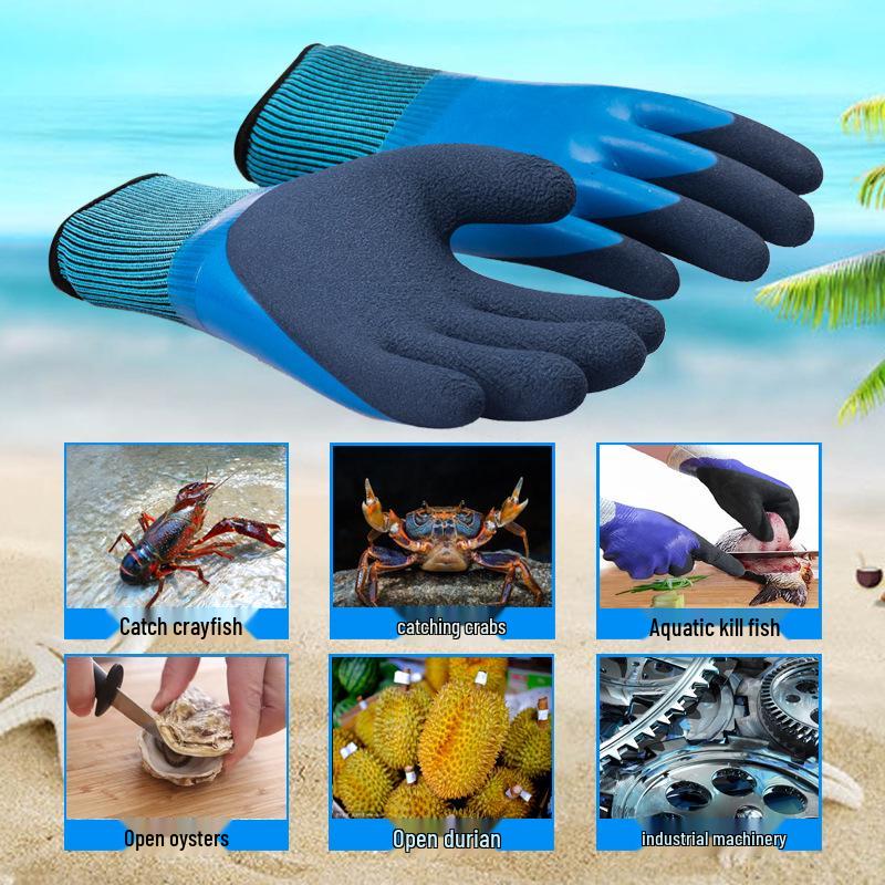 Waterproof Latex Anti-Slip Gloves: Durable, Double-Layered Protection for Men & Women In Aquaculture and Shellfish Work