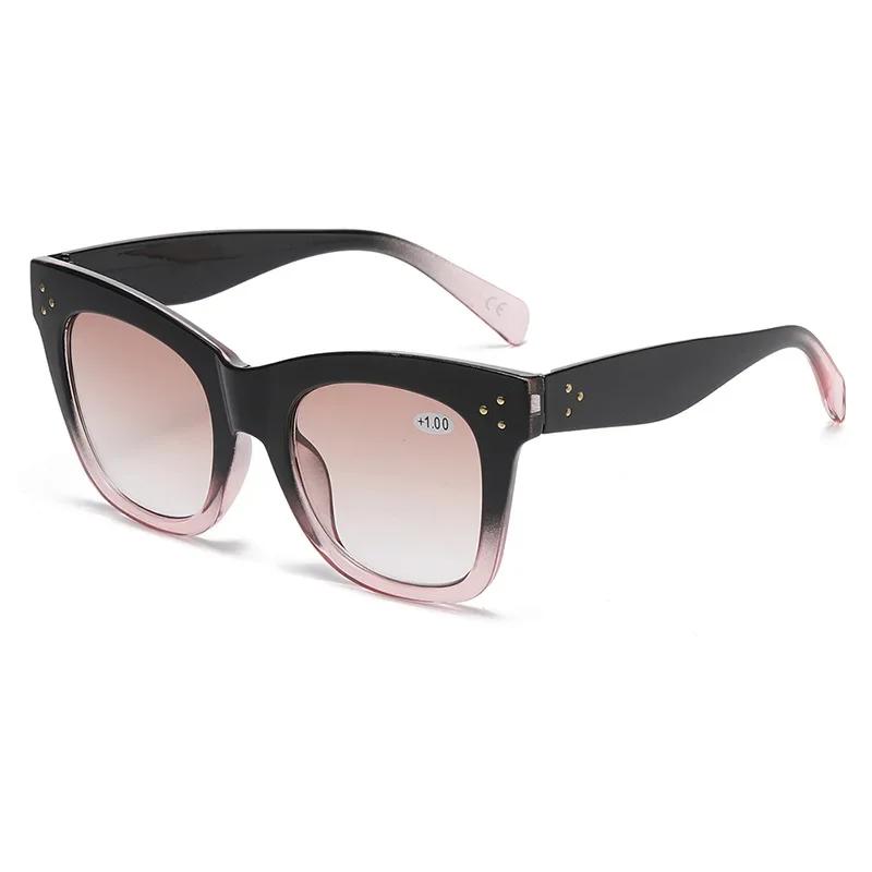 Super Large Frame Progressive Color Women's Presbyopia Glasses Fashion HD Elegant Luxury Outdoor Sunscreen Reading Glasses