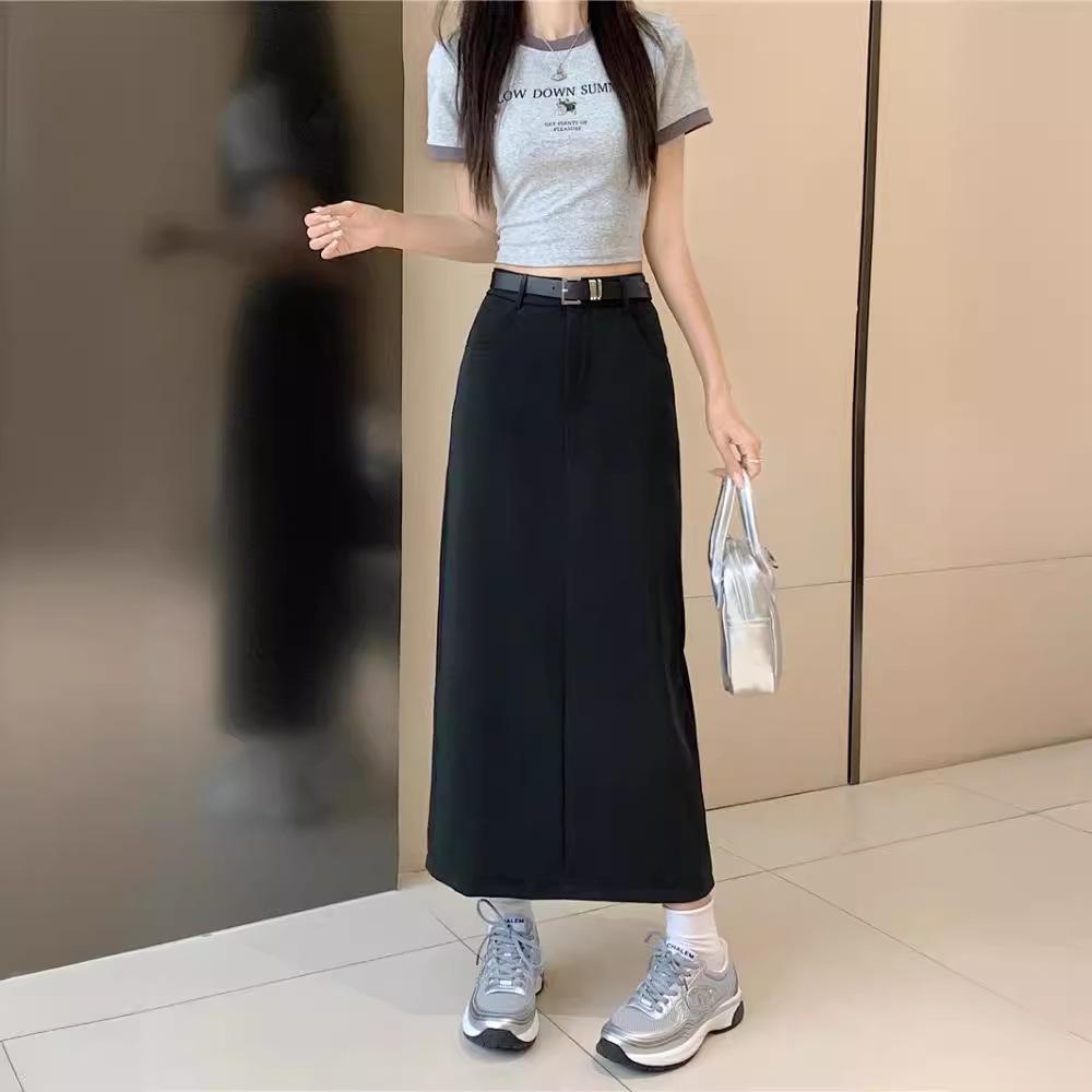 2024 Sommer Schlankmachender High-Waist A-Linien Midi-Rock mit Rückenschlitz