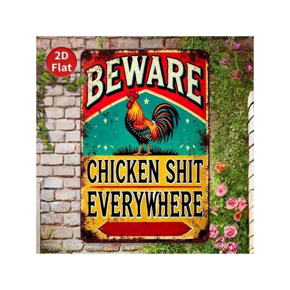 Retro Metal Chicken Sign Wall Decor Farmhouse Kitchen Bar Ornament