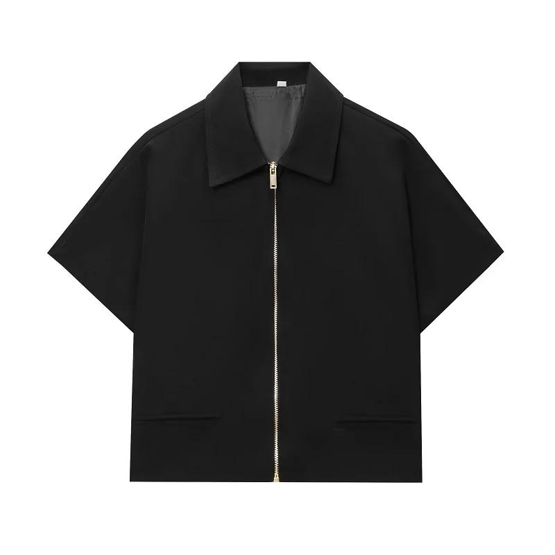 Damen Cropped Jacke Kurzarm Varsity Jacken für Damen Sommer Reißverschluss bei Mänteln und Jacken Feiertags Oberbekleidung M schwarz