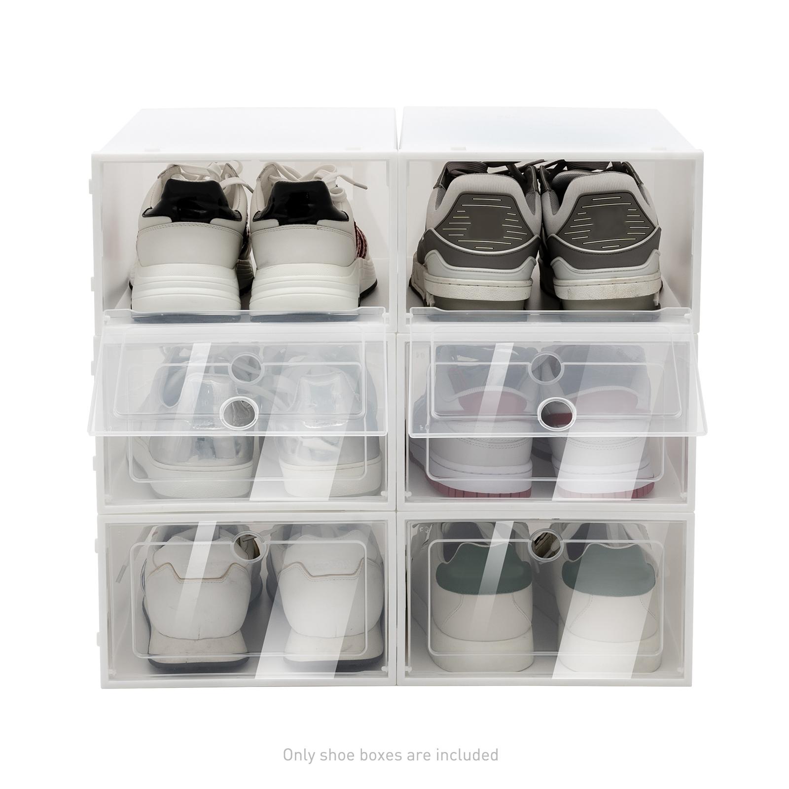 

20PCS Transparent Shoe Boxes Stackable Shoe Cases Storage Large Dust-proof Sneaker Boxes - Thickened Version W/Flip-Up Door