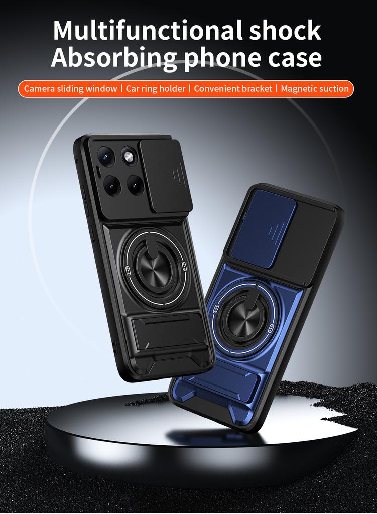 Custodia per Telefono con Supporto Magnetico da Auto per Motorola Moto Edge 70 60 Fusion 50 Neo Protezione Lente Scorrevole Fotocamera Cover Rigida Antiurto