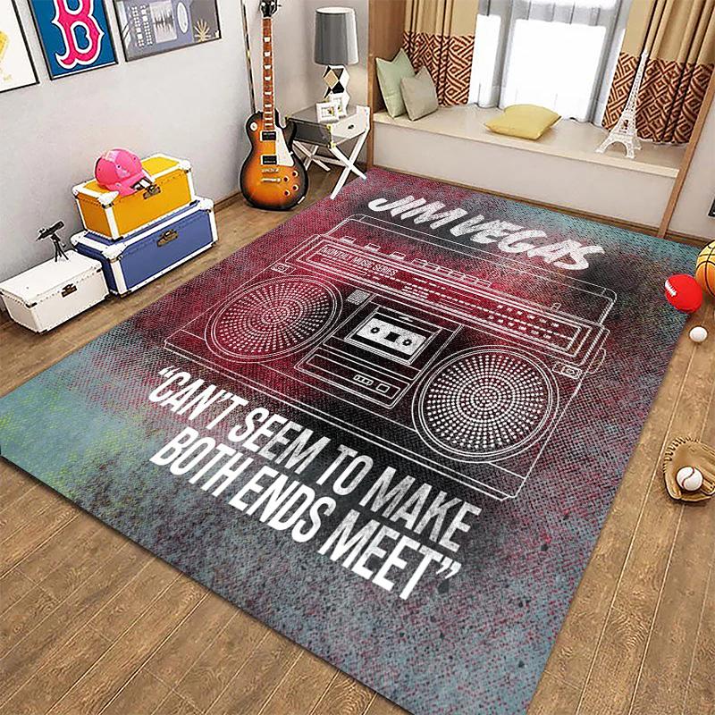 Alfombras Retro para Reproductor de Casete de Música para Sala de Estar, Dormitorio Infantil, Sofá, Felpudo, Alfombras de Cocina para Piso, Decoración Antideslizante, Regalo