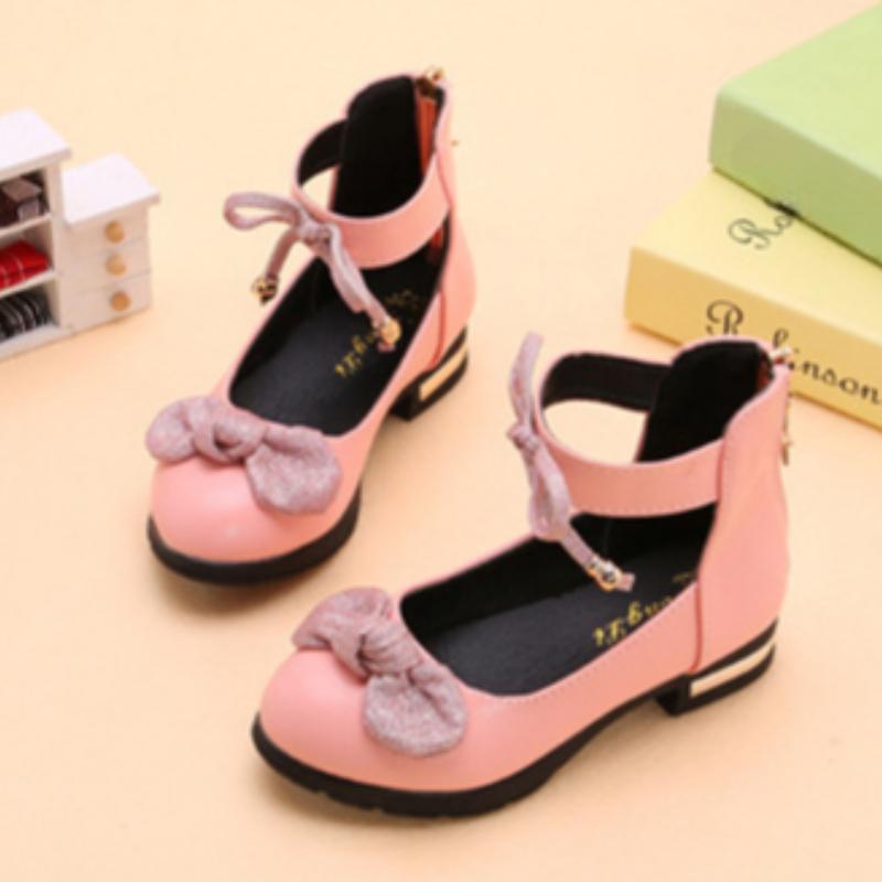 

Кожаные туфли для девочек, весна и осень, черные, корейская версия, туфли принцессы на мягкой подошве, детские и подростковые одинарные туфли среднего размера 31 розовый