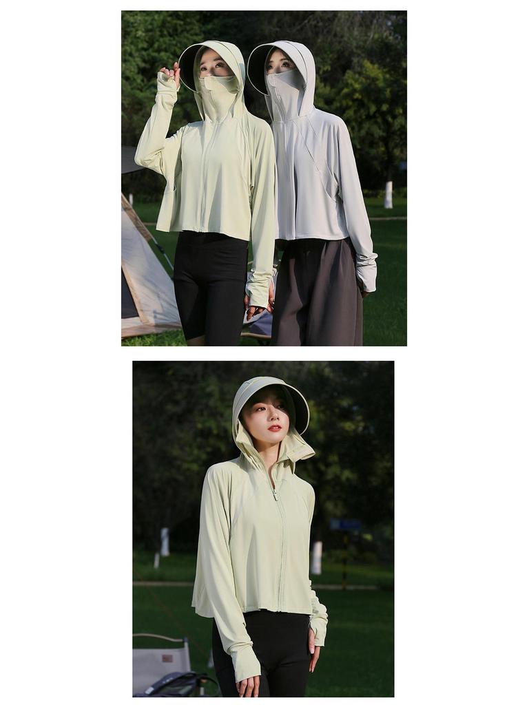 Women's Summer 2024 UV Protection Ice Silk Cycling Cardigan – Black Glue Original Yarn, Lightweight, and Breathable.