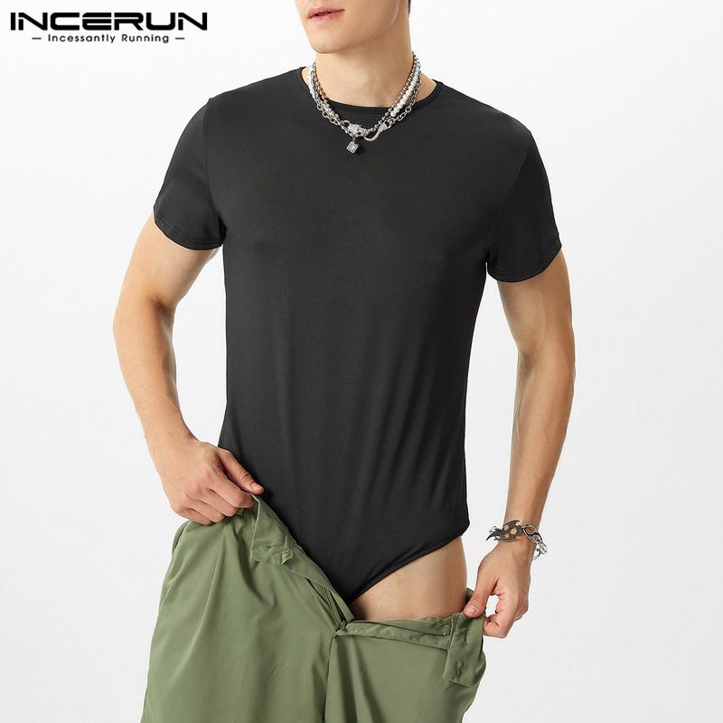 INCERUN Mens Short Sleeve One Piece Leotard Rompers Bodysuit Pajamas
