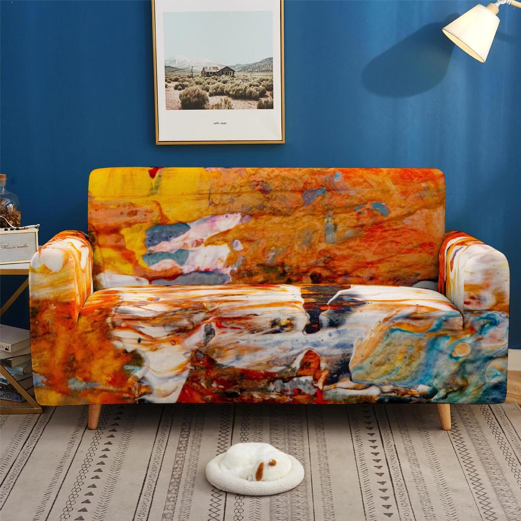 Color Dustproof And Non-Slip Elastic Sofa Cover Pad, All-Inclusive Multi-Color 3D Digital Magic Cover For All Seasons