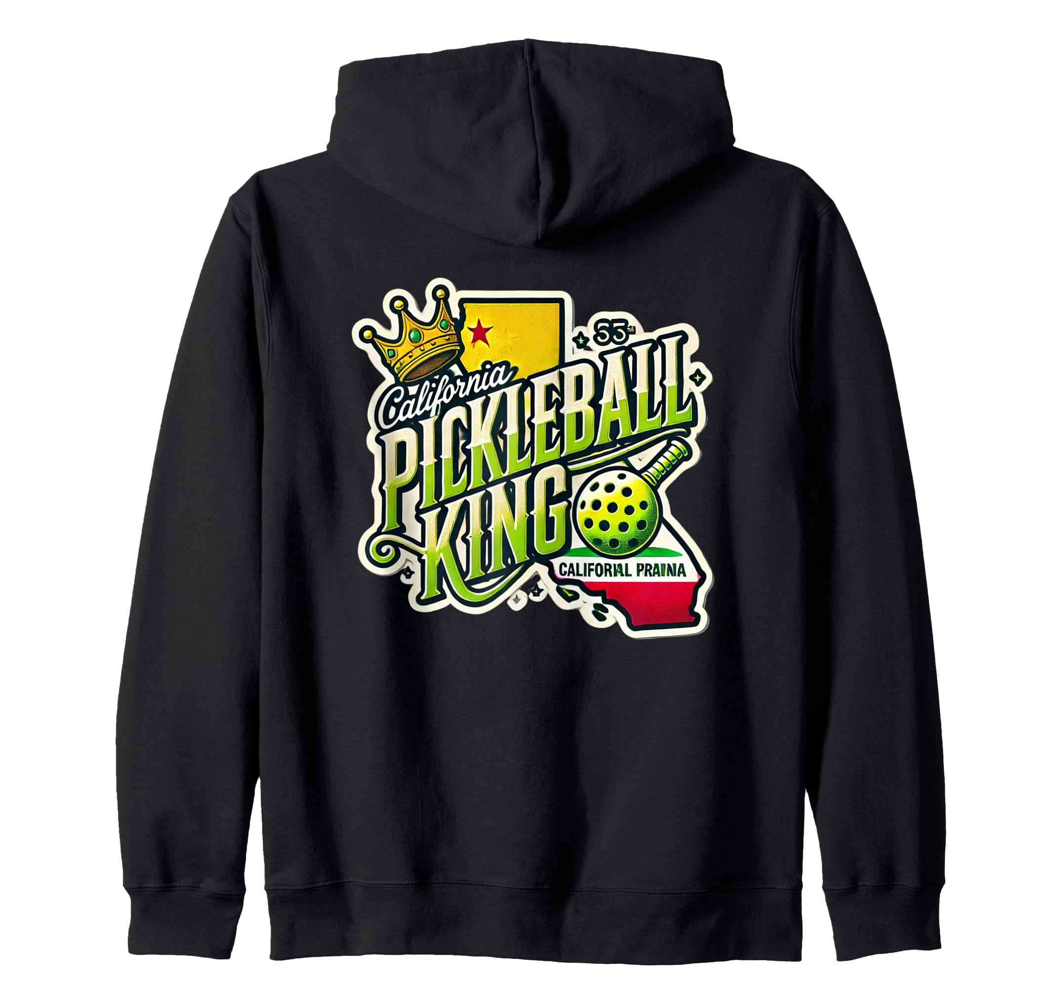 California Pickleball King Pacific Coast Pride Design Zip Hoodie - чёрный