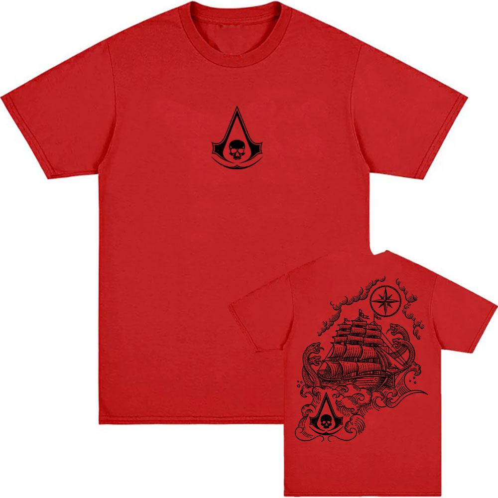 Assassin's Creed Black Flag Resynced Map T-Shirt Unisex Streetwear Lässig Rundhals Sommer T-Shirts Grafik Herren Damen Tee
