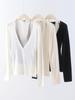Korean Style Wool Color Block U-Neck Halter Knit Sweater: Slimming, Versatile Long Sleeve Top for Women