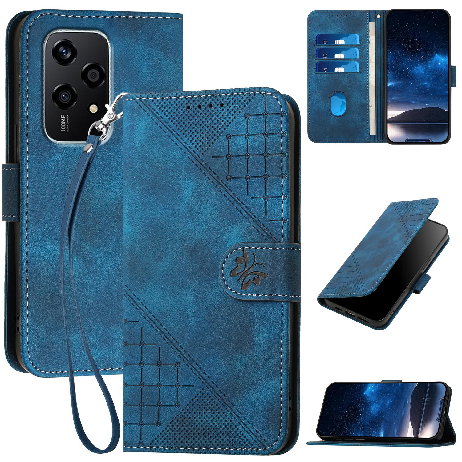 For Honor 200 Lite Leather Wallet Case Butterfly Flower Imprinted Phone Cover with Strap C