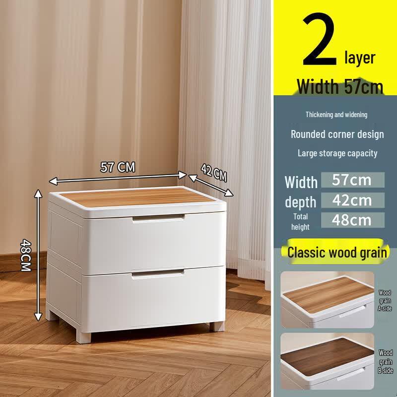 JEKO&JEKO 2-Tier Plastic Bedside Storage Cabinet