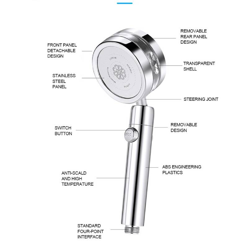 Pressure Turbocharged Flower Fountain Type Shower Head 3 Mode Saving Water with Water-Stopping,2021 Tik Tok Hot Sell