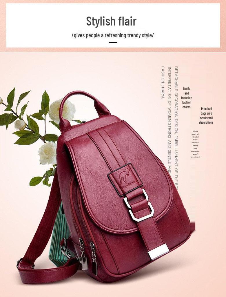 Chic Women's Korean-Style Minimalist Soft Leather Backpack – Simple, Large Capacity, Casual Design
