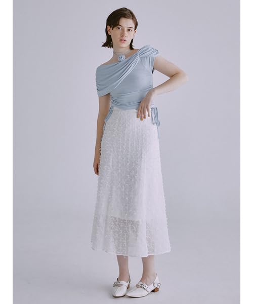 Ribbon Material Skirt RWFS252014 OWHT [FurFur] Women's