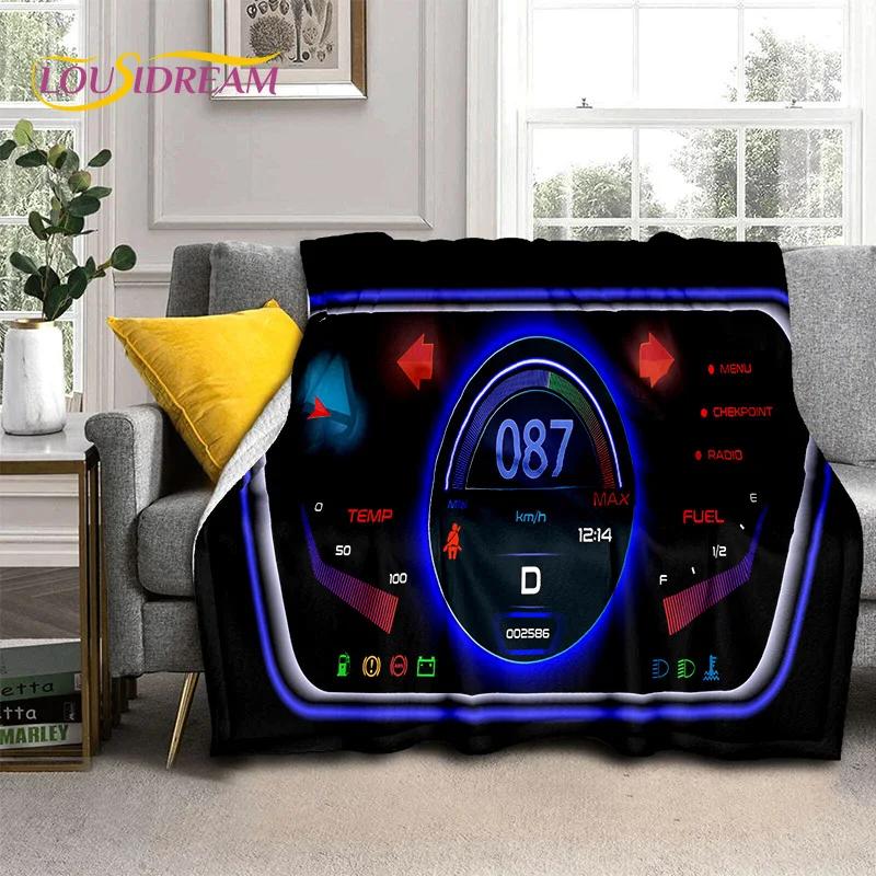 3D Car Dashboard Machine Control Screen Racing Soft Flannel Blanket for Beds Bedroom Sofa,Throw Blanket for Outdoor Leisure Nap
