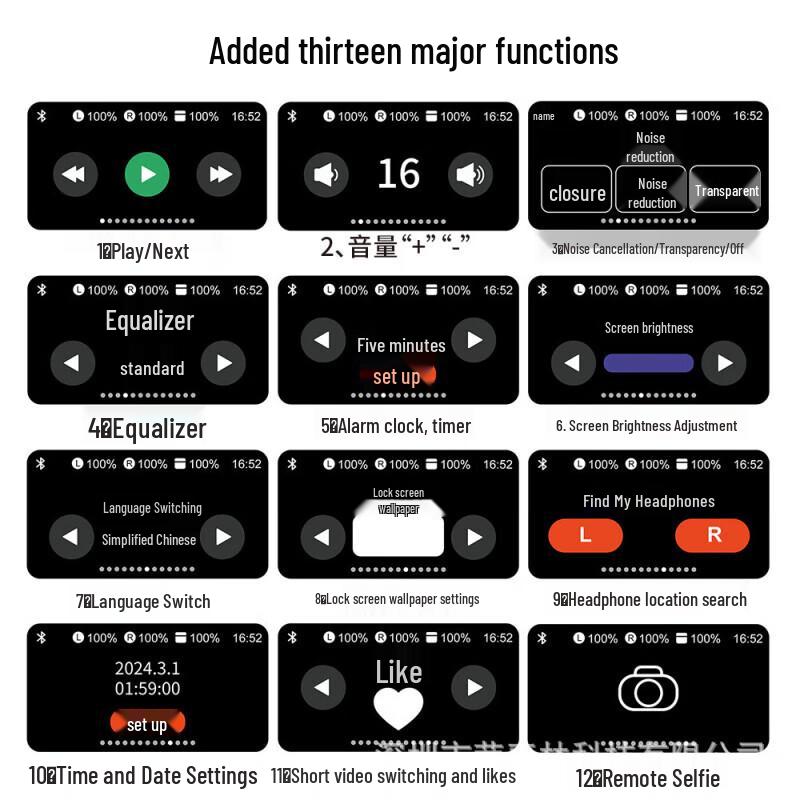 Yidian AD-4051 Color Screen Touch Bluetooth Earbuds