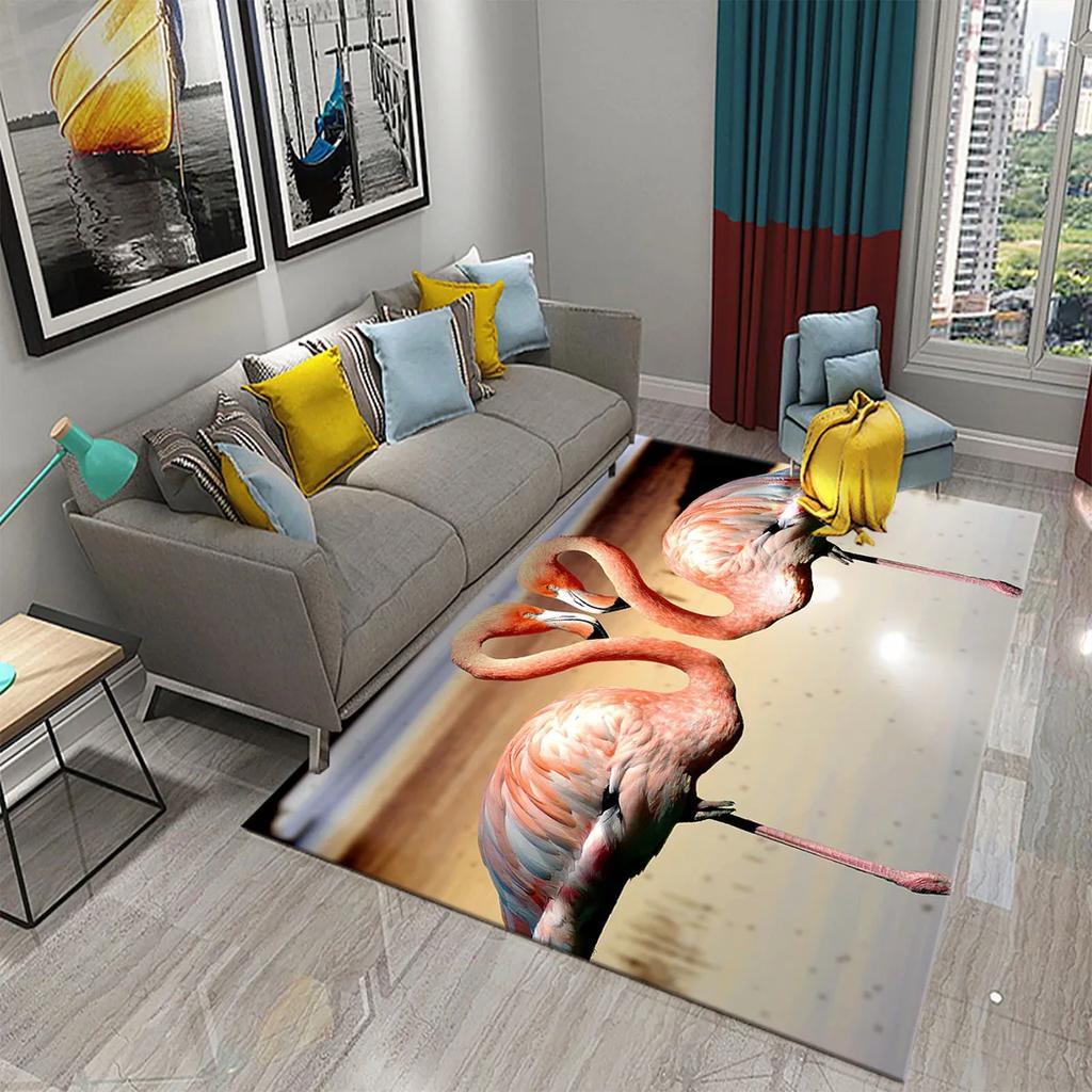 Cute Flamingo Carpet Romantic Animal Rugs Bedroom Living Room Decor Mat Doormat Soft Kitchen Non-slip Hallway Floor Area Rugs
