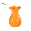 Light Plastic Vase Shatterproof Flower Vase with Ruffled Mouth Dried Flowers Holder with Bow for Bedroom Living Room Table Decor