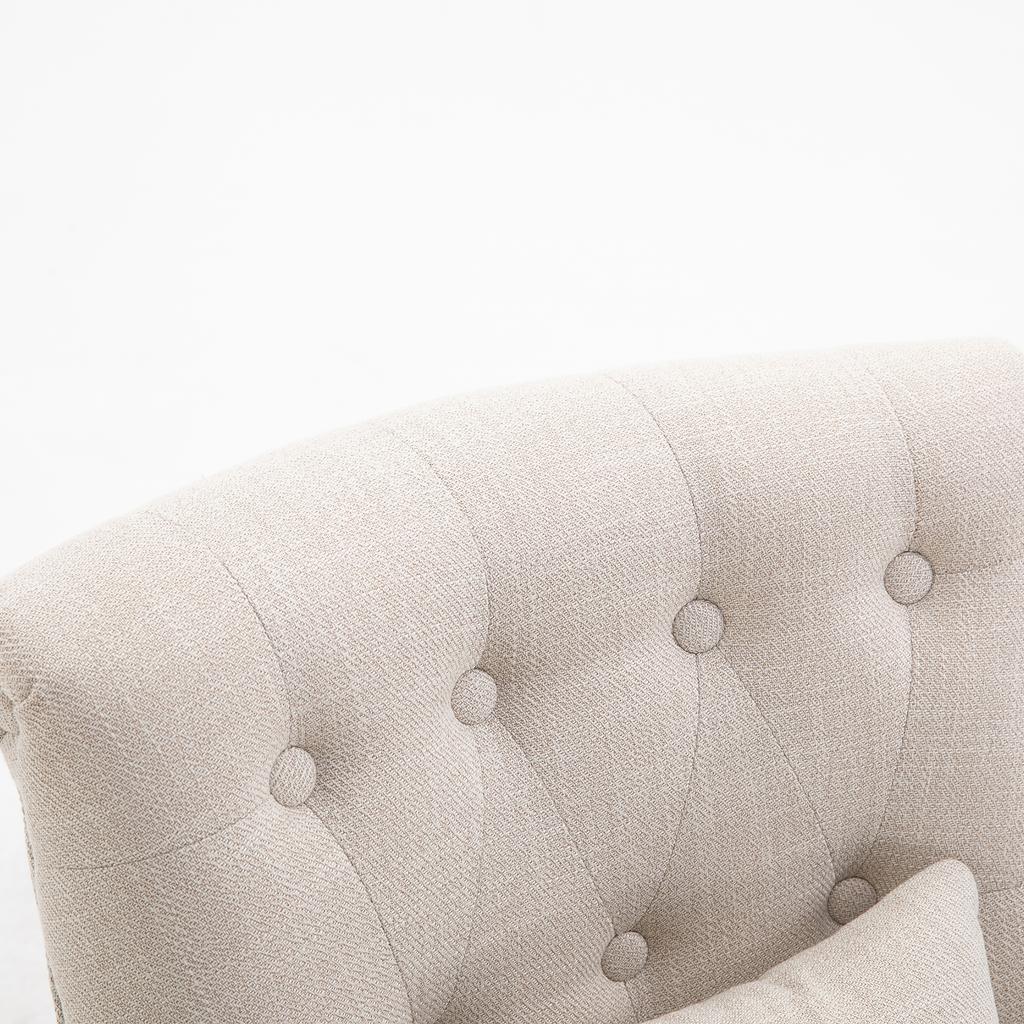 Weicher Polster-Sessel mit Rückenkissen, zum Lesen und Entspannen, Stoffbezug in Leinenoptik, 52,5 x 69 x 77 cm, Cremeweiß
