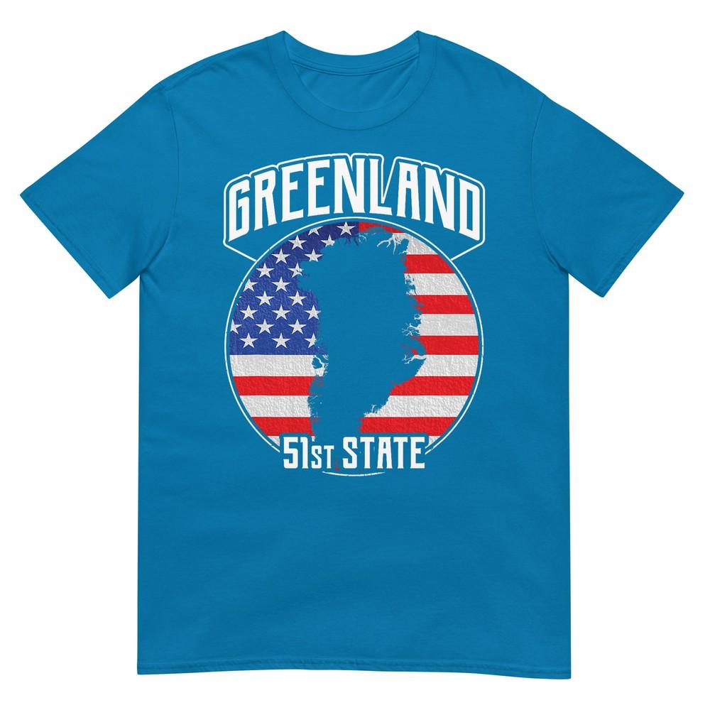 Greenland 51st State Distressed Usa Flag Retro Tshirt
