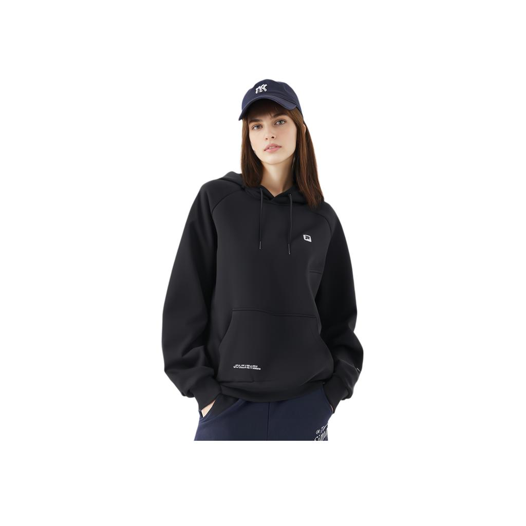 FILA Athletics Letter Print Loose Hoodie Women hoodies Black A11W131242F-BK