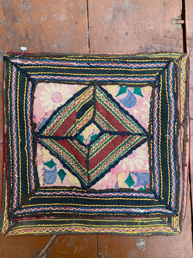 Hand Embroidered Cotton Pillow Cover: Bohemian Decorative Cushion 40