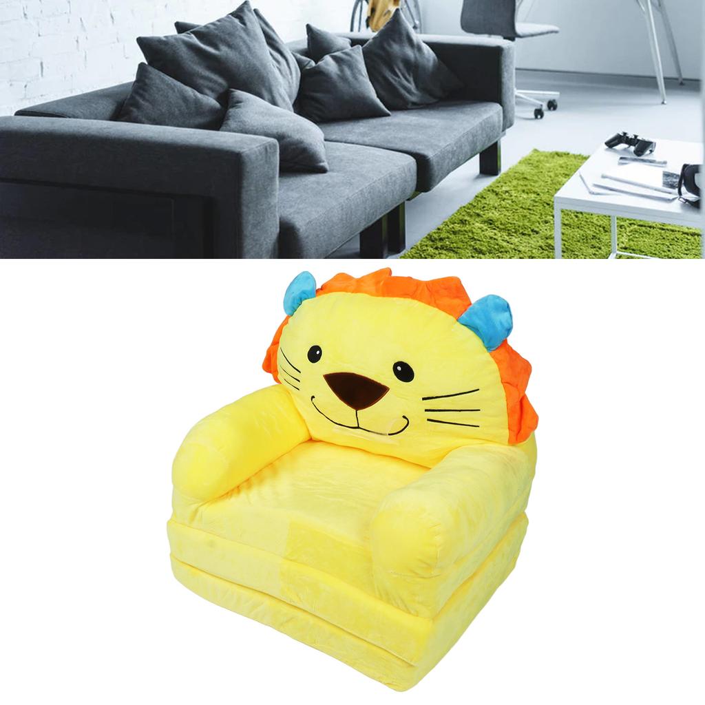Comfy Kids Sofa Toddler Chair, 2 In 1 Toddler Couch Fold Out, Convertible Sofa To Lounger, Cartoon Animal Kids Furniture for Playroom Rding Rela