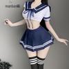 Manyan Sexy JK Uniform Suit: Split Short-Sleeved Pleated Skirt with Bow