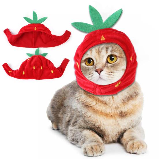 Yousheng Pet Hat Large Strawberry Appearance Dress-up Adjustable Cute Pet Cats Puppy Cosplay Cap for