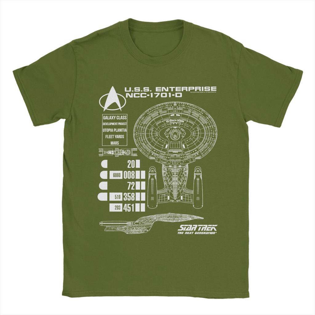 Stars Treks Next Generation USS Enterprise Schematics T Shirts Mens  Pure Cotton TShirts Tee Shirt Short Sleeve Plus Size
