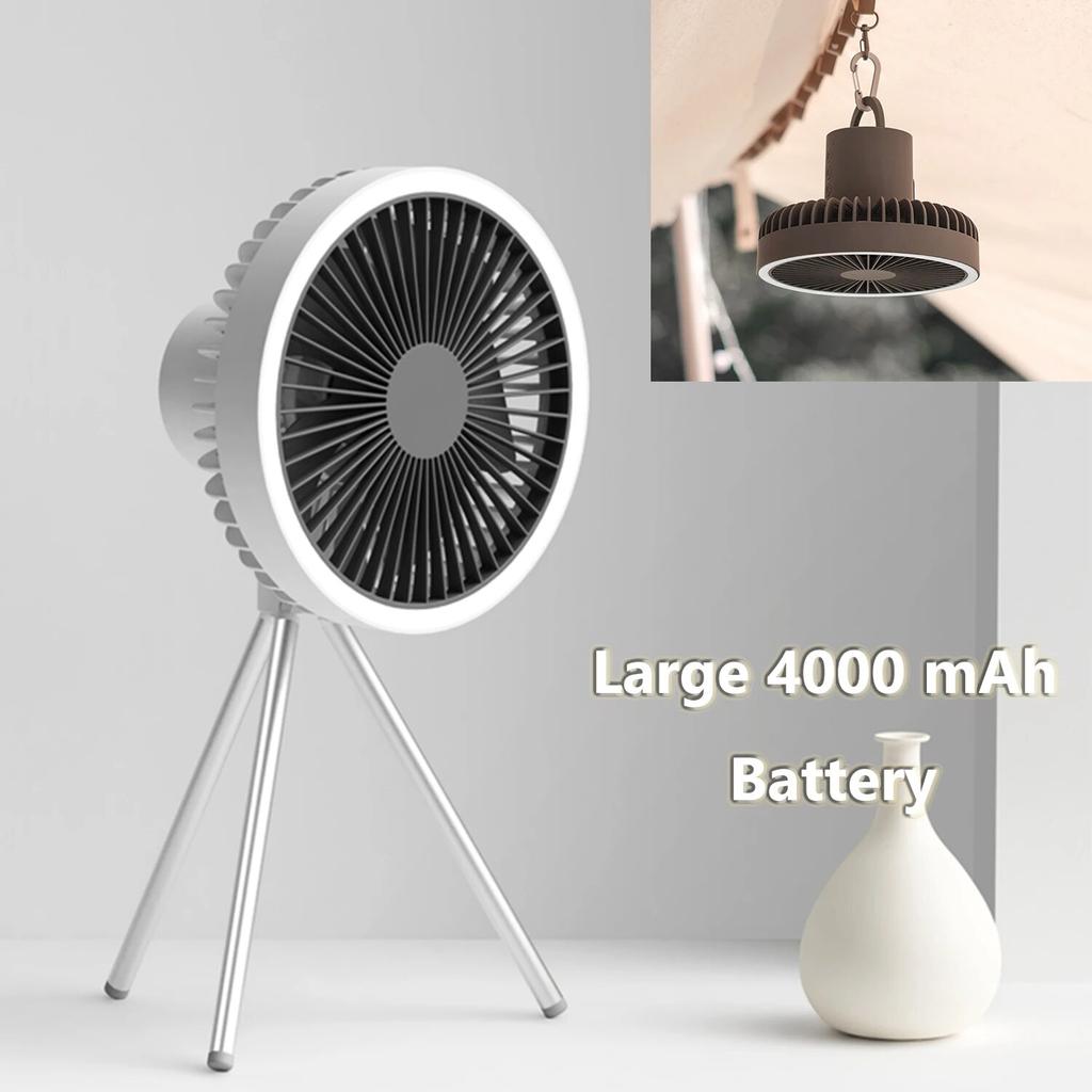 Multifunction Home Outdoor Camping Ceiling Fan Usb Chargeable Desk Tripod Stand Air Cooling Fan With Night Light
