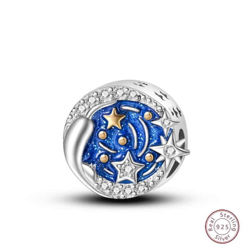 Copper Beaded Pendant Blue Shiny Zircon Suitable Original 3Mm Bracelet Women Fine Jewelry