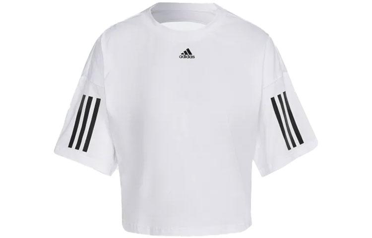 Adidas Crop Tops Women s White Crew Neck Moderate HT3505 L