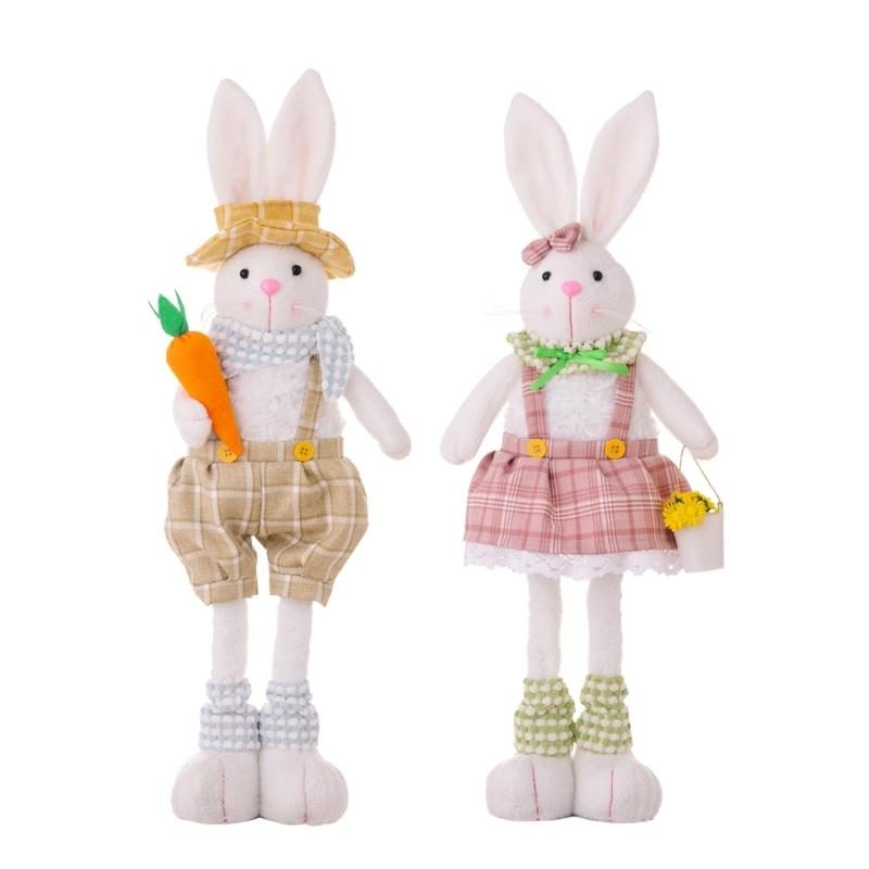 Spring Rabbit Doll Rabbit Figure for Easter Party Decors Kids Holiday Gift Colorful Accent for Windowsill Shelf