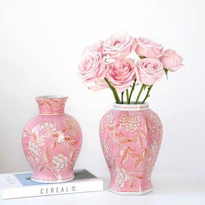 Blaue und Weiße Porzellanvase Rosa Topf Chinesischer Stil Retro Porzellangefäße Blumenvase Blumentopf Heimdekoration Zubehör