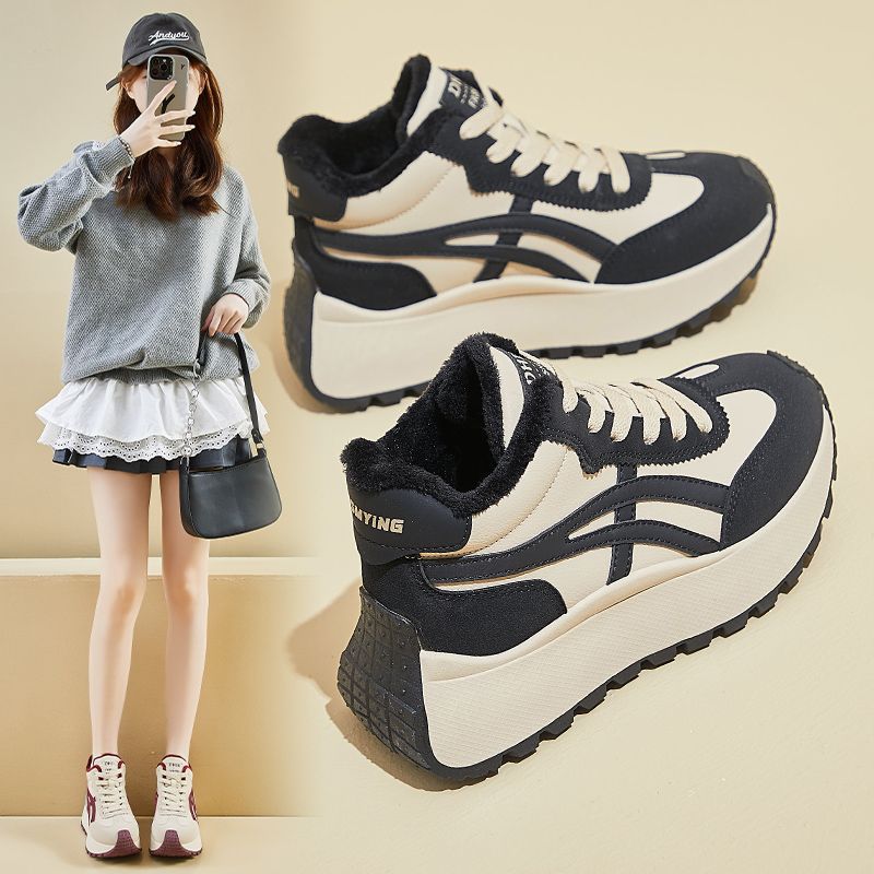 

Fleece high-top Forrest Gump sneakers women s 2025 autumn and winter new warm two cotton shoes non-slip thick-soled dad shoes 40