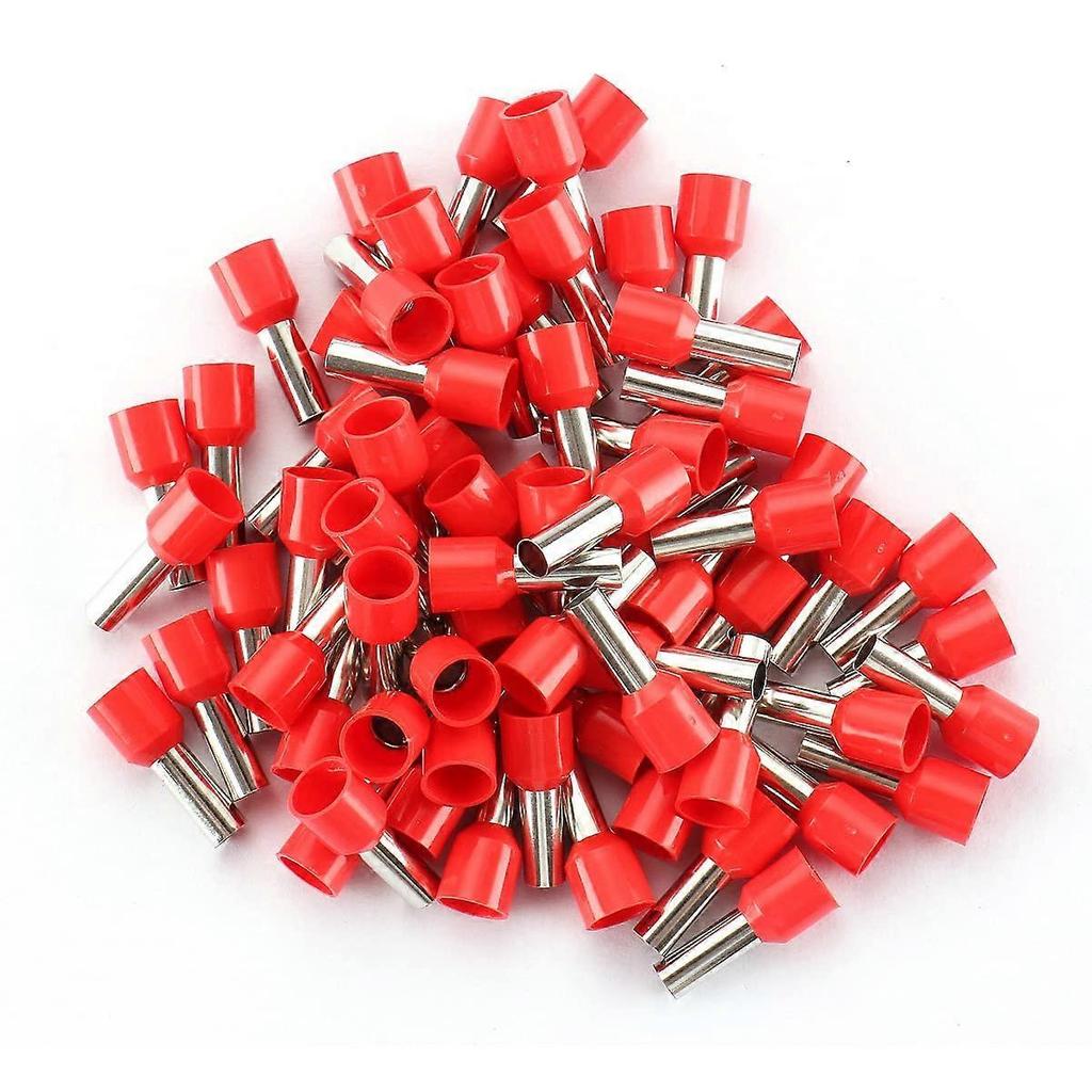 AWG 8/10.0mm Copper Wire Insulated Crimp Connector Ferrule Pin Cord End Red E10-12 Pack of 100