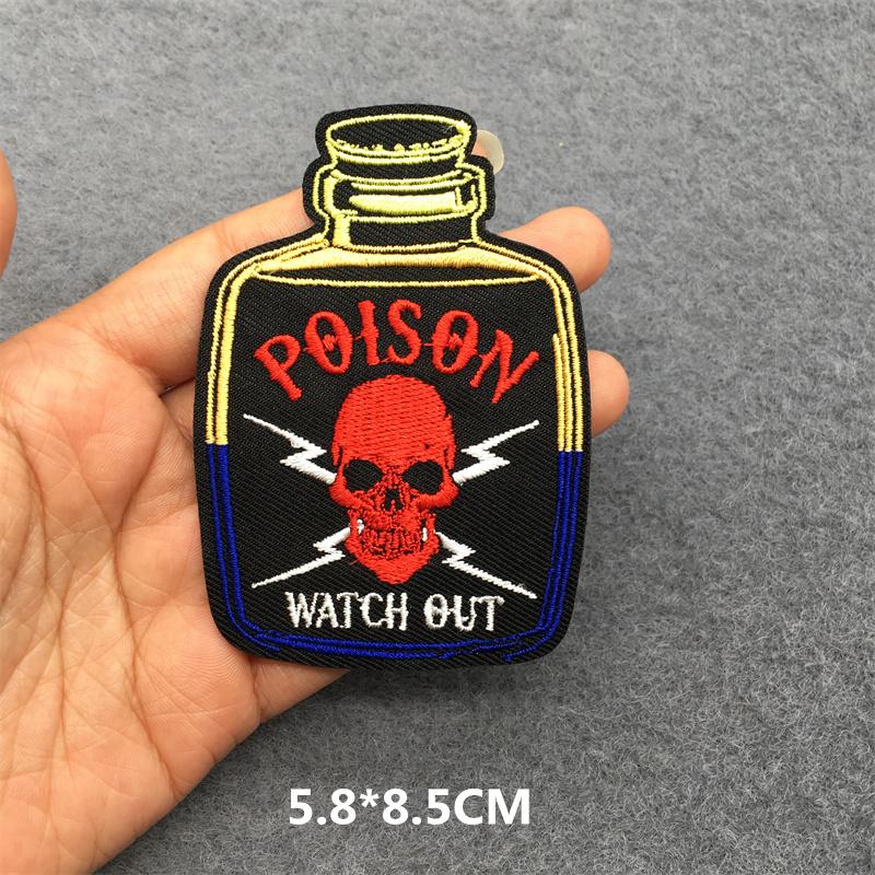 Punk Patch Flame Embroidery Patches For Clothes Scary Skull Iron On Patches On Clothing Embroidered Jacket Badge Sticker