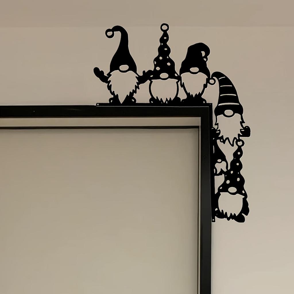 1pc Black Door Mount No-Face Santa Claus Hanging Sign, Multipurpose Decorative Plaque for Christmas and Thanksgiving